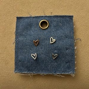 2 Pairs of Heart Stud Earrings | Rose Gold & Silver